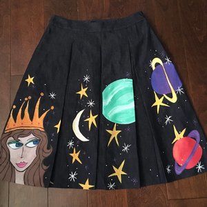 Space Queen Pleated Soft Denim Skirt Size 2